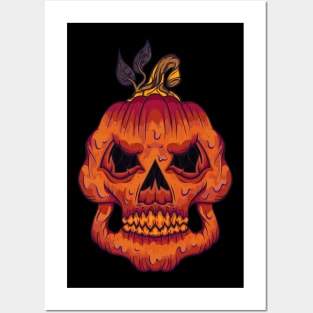 Pumpkin Skull Posters and Art